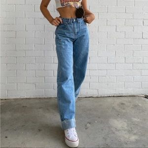 princess polly ollie straight leg jean mid wash denim brand new with tag size 2